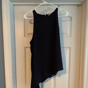 Navy Asymmetrical Halter Top